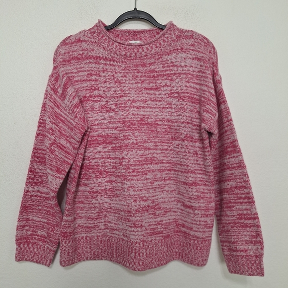 Dip Pink Marled Long Sleeve Coquette Romantic Crew Neck Pullover Sweater Size M - Picture 2 of 13